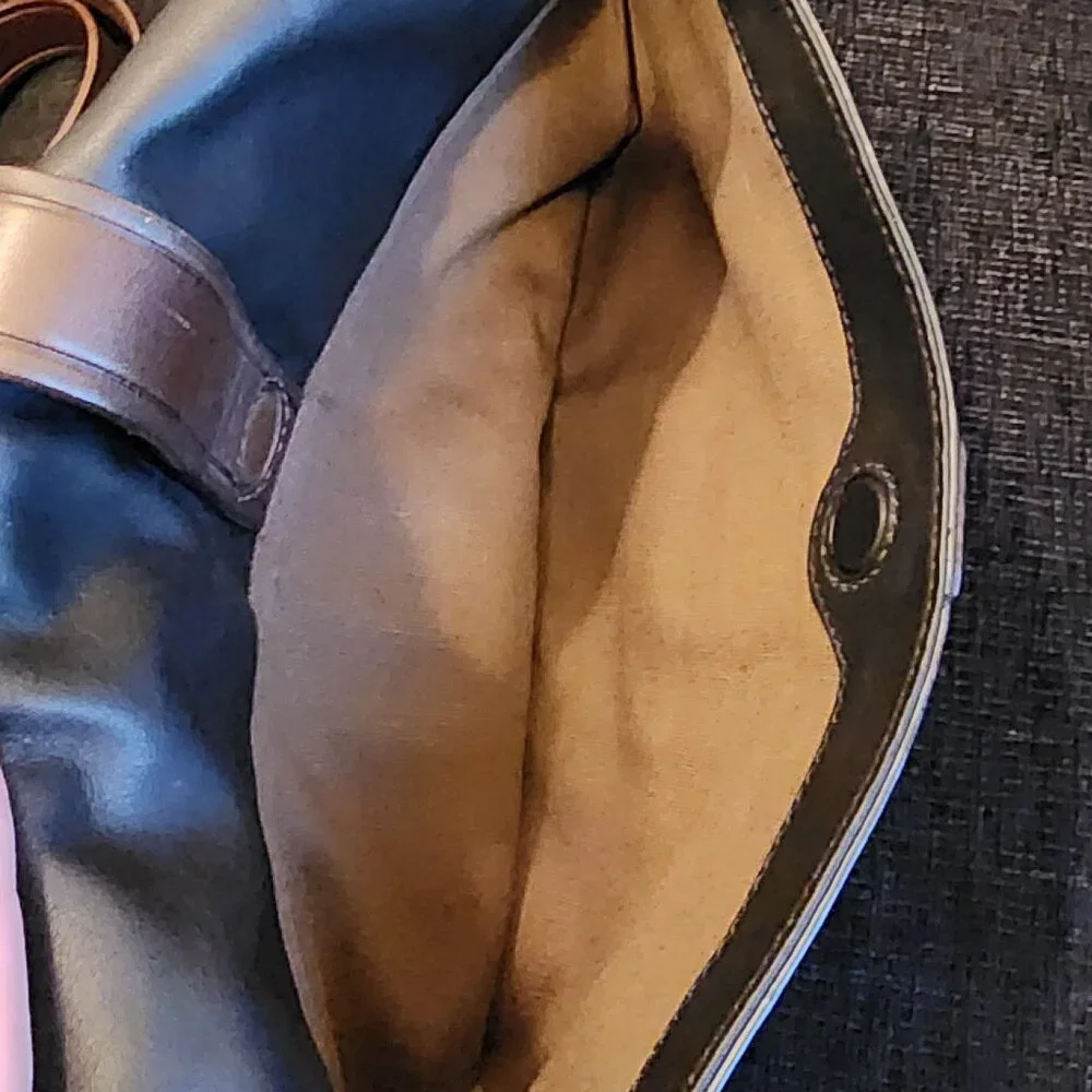 Cole Haan Soft Black Leather with Brown Trim Leather Crossbody Bag - Picture 9 of 11